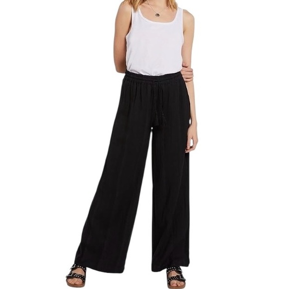 Volcom Black Wide Leg Sun Spent Beach Pants Resortwear Coastal loungewear - Picture 1 of 9